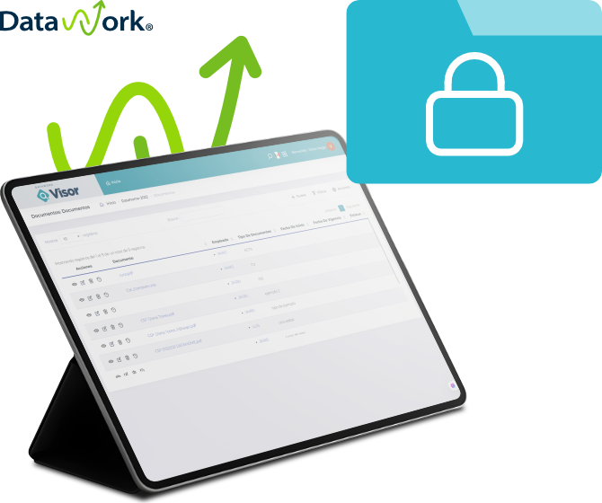 Proyección de la pantalla de  Datawork® Visor
